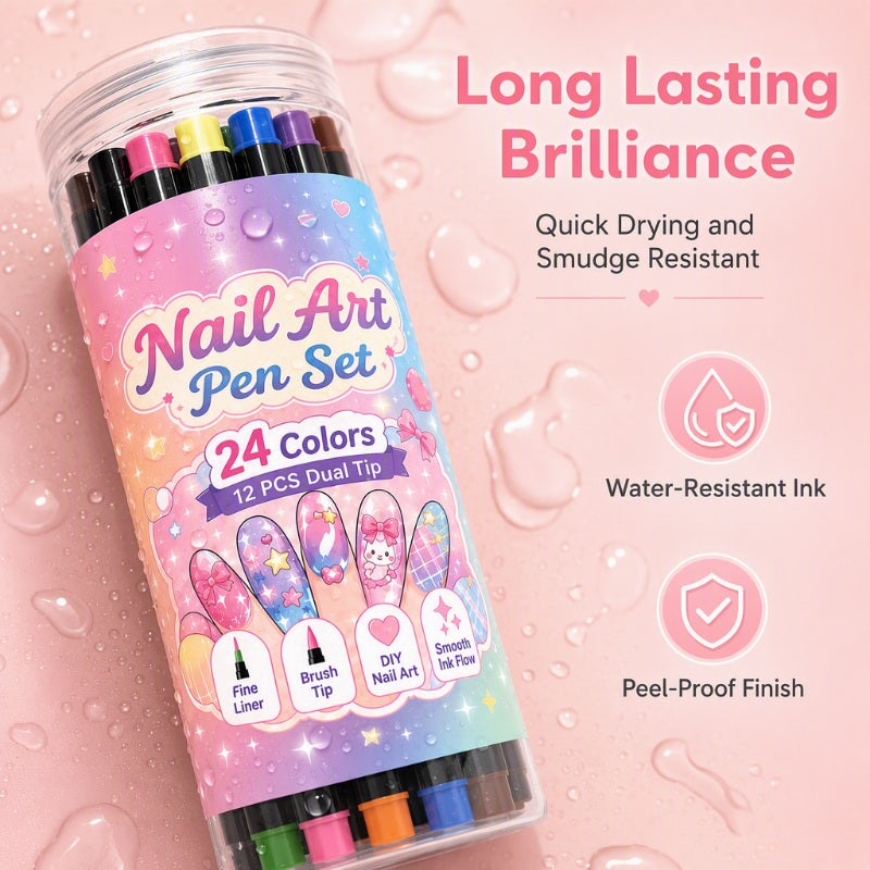 🔥 Last day save 55% !✨ 24 Colors Dual-Ended Nail Art Pens Set - Easy DIY Salon Nails 💅