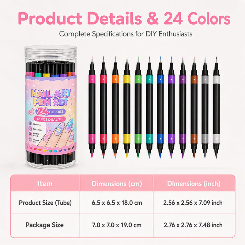 🔥 Last day save 55% !✨ 24 Colors Dual-Ended Nail Art Pens Set - Easy DIY Salon Nails 💅