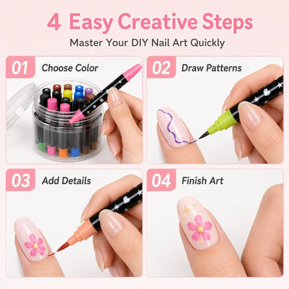 🔥 Last day save 55% !✨ 24 Colors Dual-Ended Nail Art Pens Set - Easy DIY Salon Nails 💅