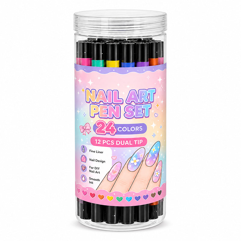 🔥 Last day save 55% !✨ 24 Colors Dual-Ended Nail Art Pens Set - Easy DIY Salon Nails 💅