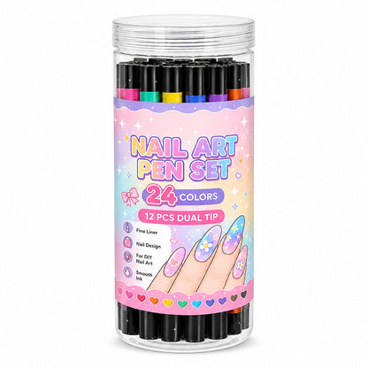 🔥 Last day save 55% !✨ 24 Colors Dual-Ended Nail Art Pens Set - Easy DIY Salon Nails 💅