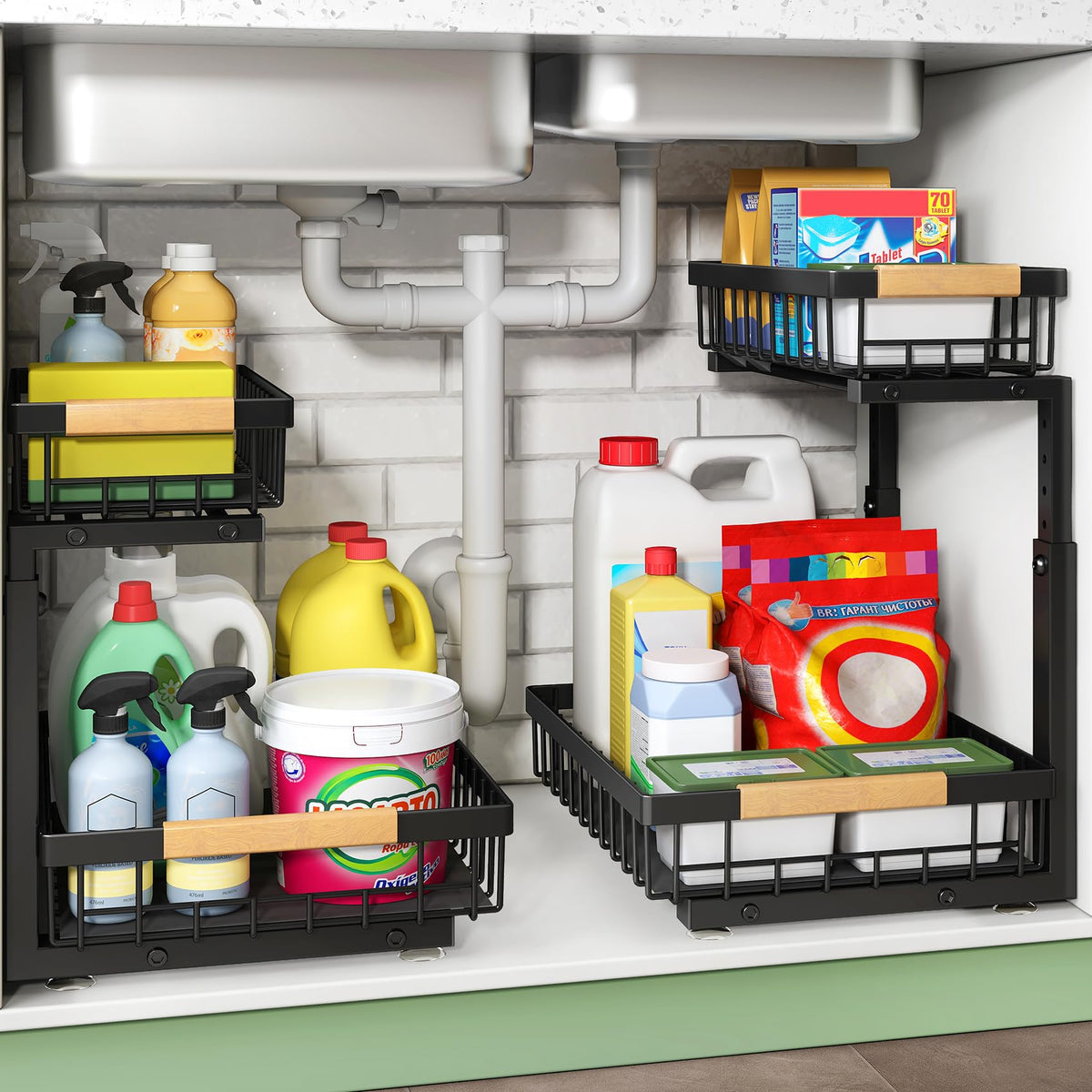 2-Tier Pull-Out Under-Sink Organizer — 2 Pack — product image 1 of 6